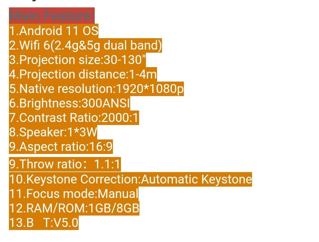 Smart Projector 4k, Full HD Supported, Android 11.0, Short Throw Auto Keystone, 180° Rotation, Home Movie, Lumen Brightness, Wifi and Bluetooth Supported, Screen Mirror Phone or Tablet - Image 5