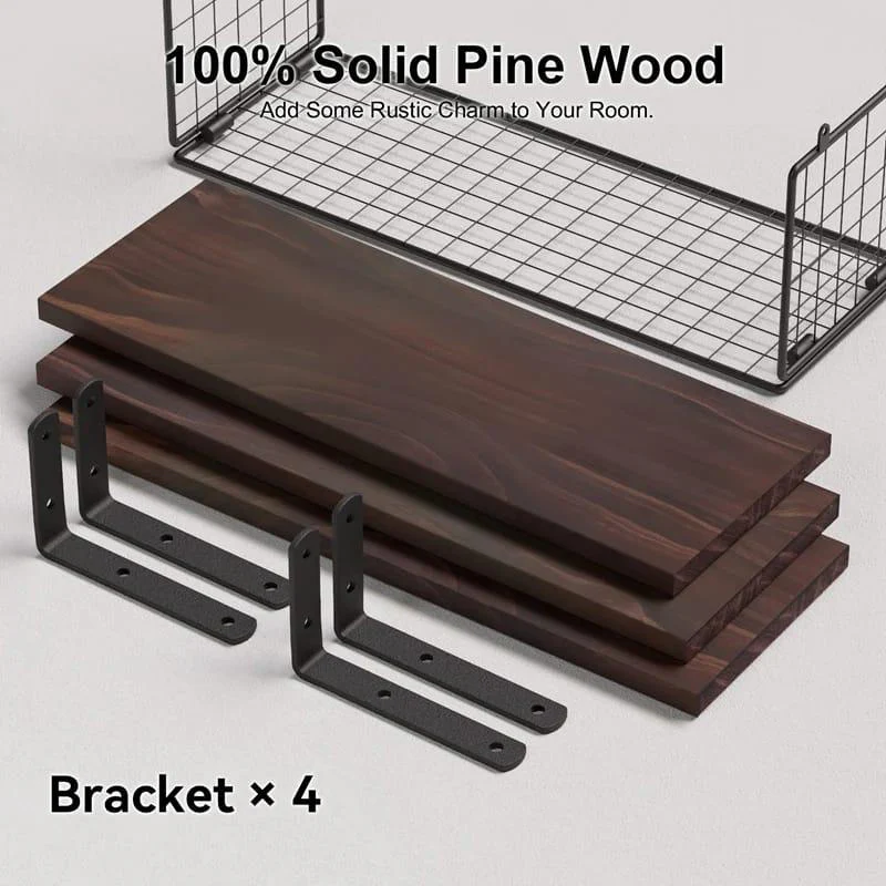Solid pine wood bathroom floating shelves - Image 11