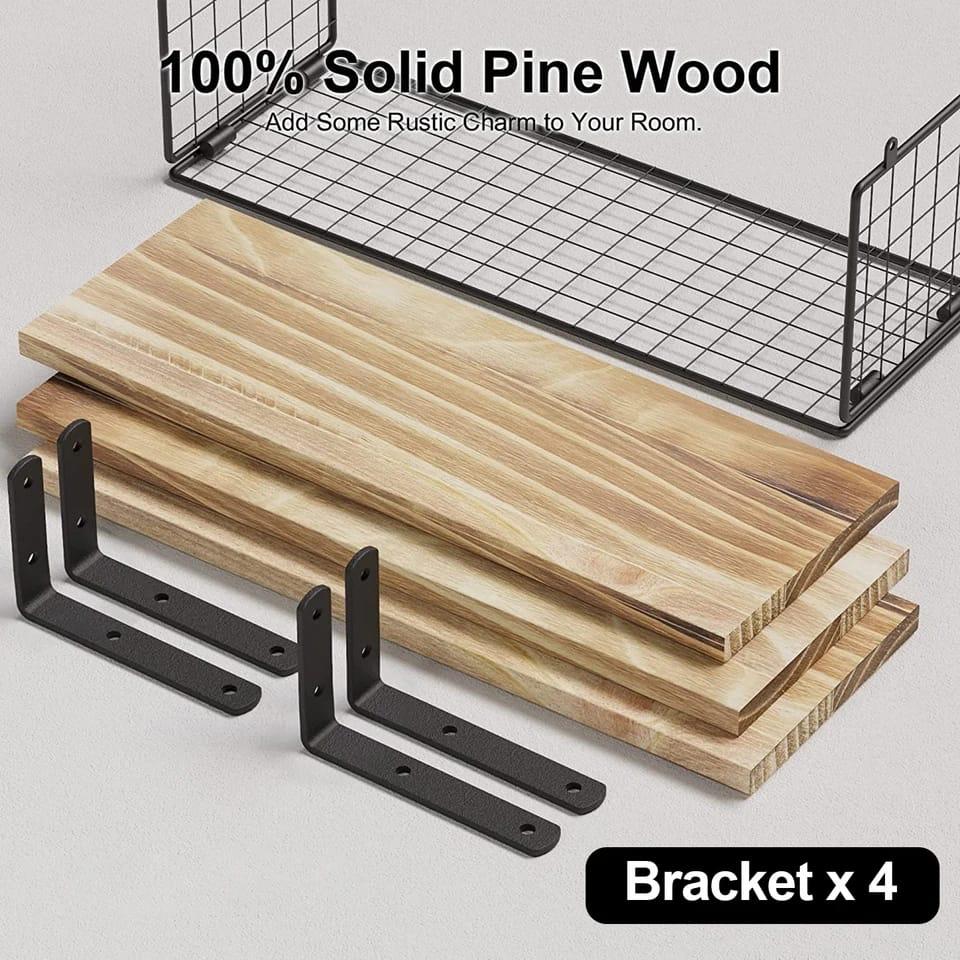 Solid pine wood bathroom floating shelves - Image 13