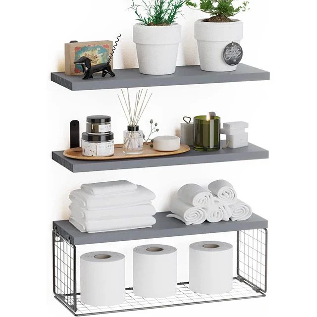 Solid pine wood bathroom floating shelves - Image 14