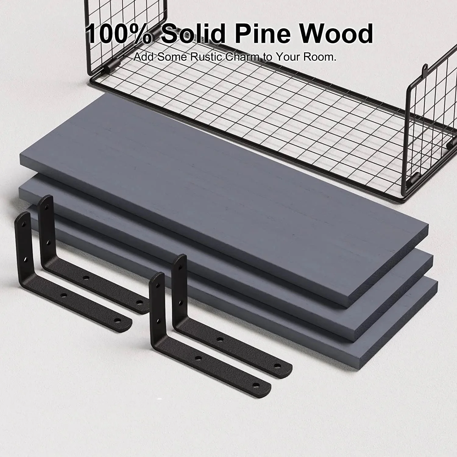 Solid pine wood bathroom floating shelves - Image 16