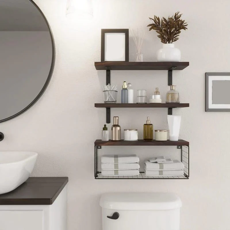 Solid pine wood bathroom floating shelves - Image 6