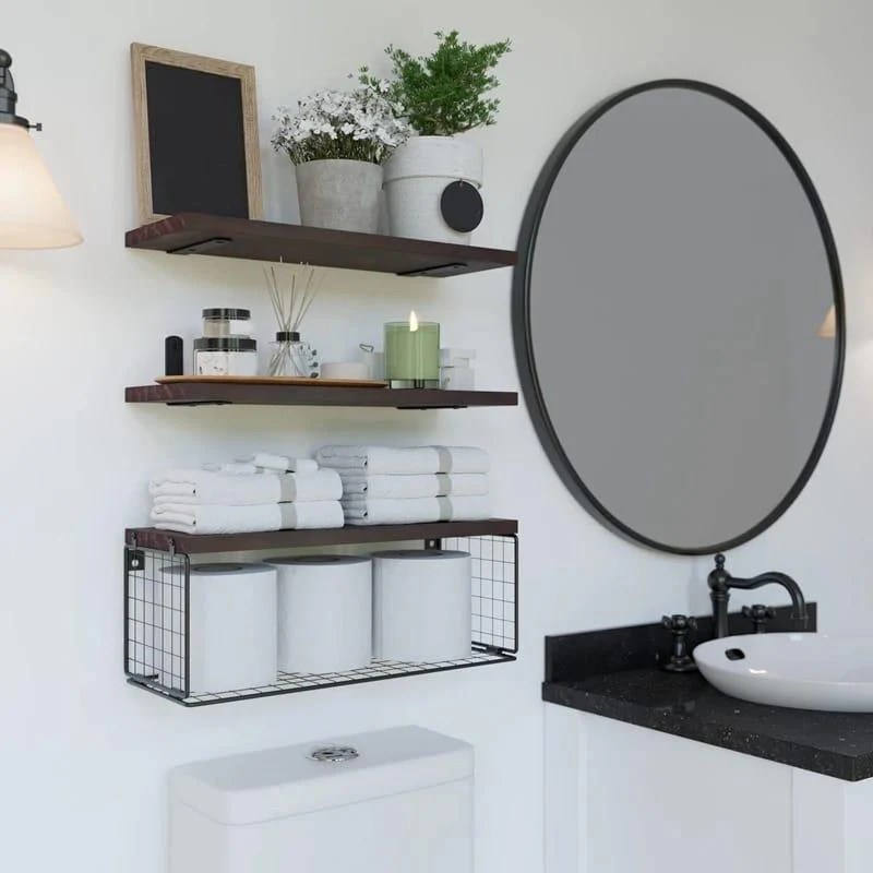 Solid pine wood bathroom floating shelves - Image 7