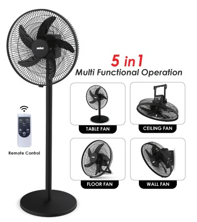 Sanford 16” Rechargeable Stand Fan – 5-in-1 Multi-Functional Tower Fan with LED Light, 5 Speeds, 45H Runtime, USB Charging & Oscillation | AC/DC Use - Image 5