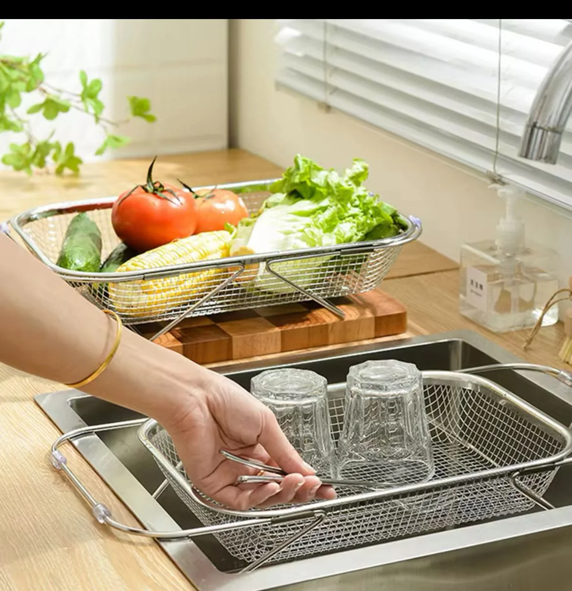 Stainless Steel Expandable Over-The-Sink Colander - Image 2