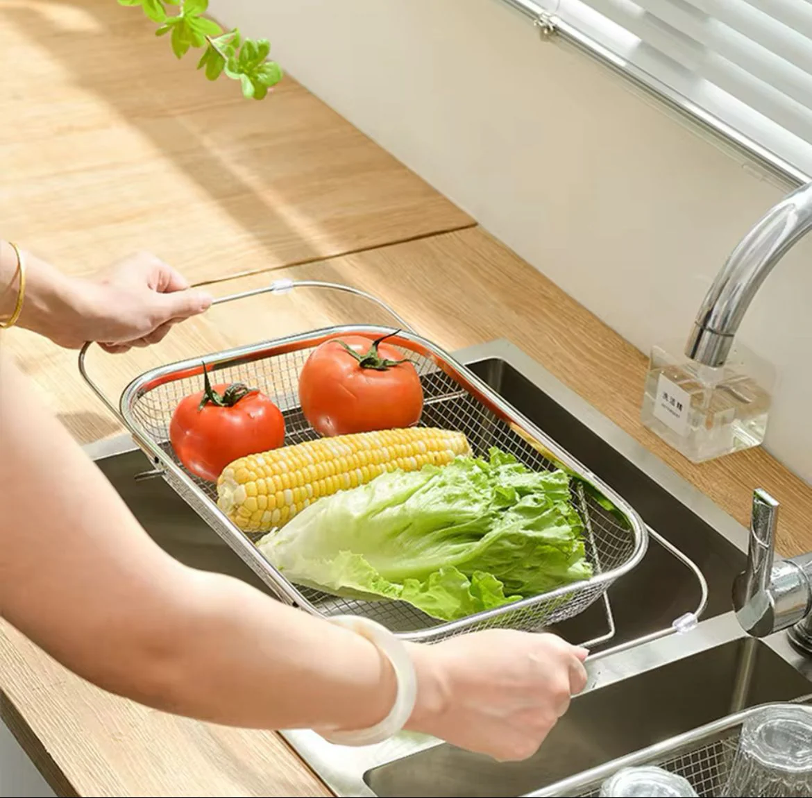 Stainless Steel Expandable Over-The-Sink Colander - Image 3