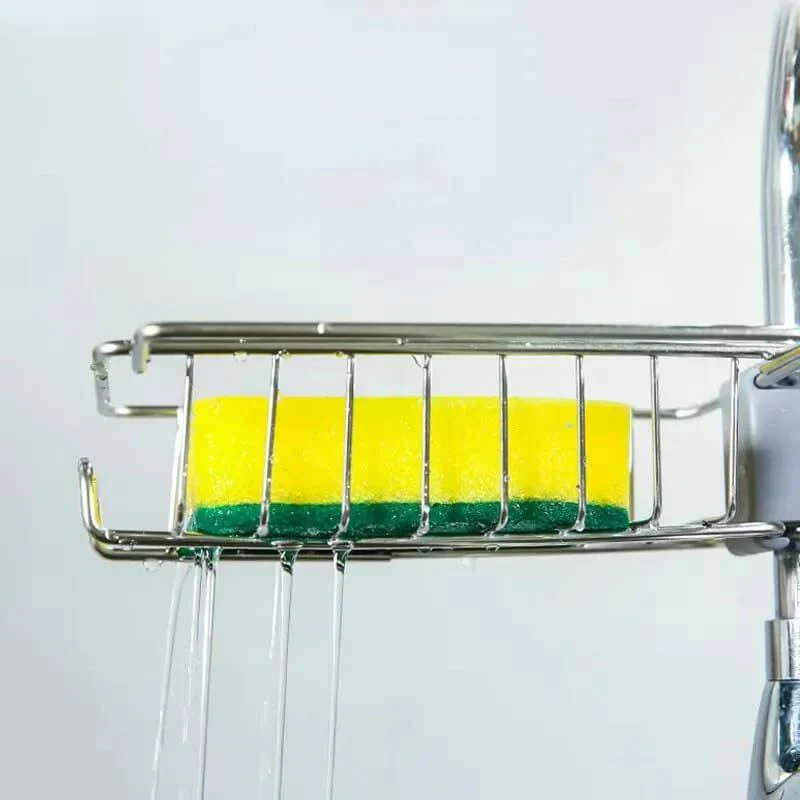 Stainless steel faucet rack / sink tidy with towel rack - Image 2