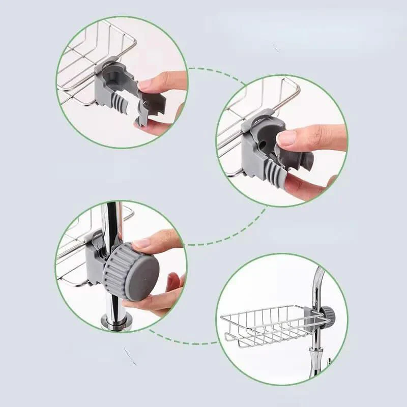 Stainless steel faucet rack / sink tidy with towel rack - Image 3