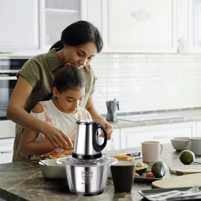Stainless Steel Meat Blender Meat Mincer Grinder Electric Food Chopper For Meat Vegetables Fruits Nuts With 4 Sharp Blades, Meat Grinders With Bowl Heavy For Kitchen - Image 3