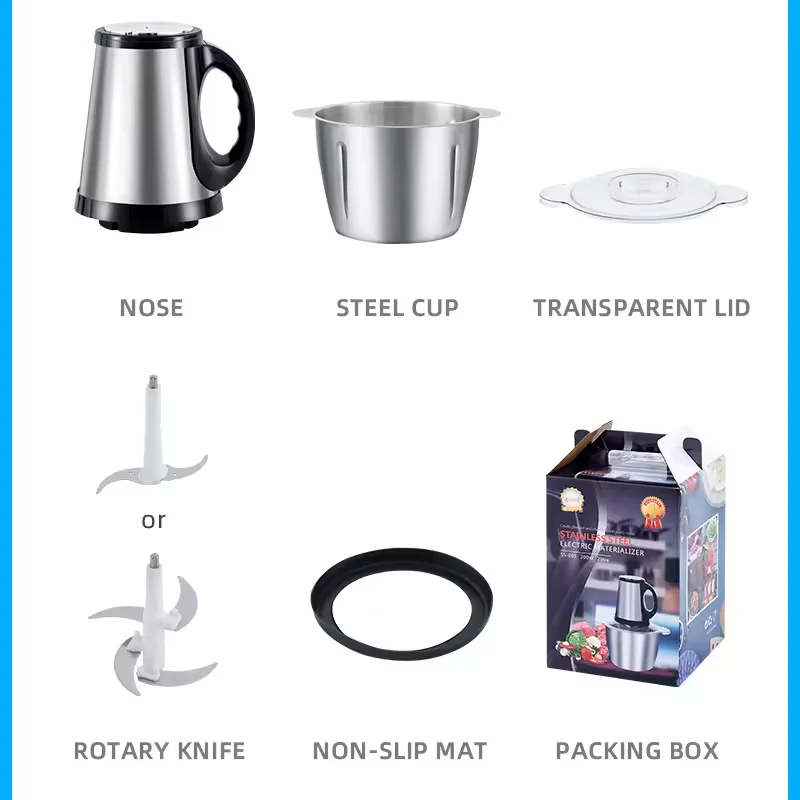 Stainless Steel Meat Blender Meat Mincer Grinder Electric Food Chopper For Meat Vegetables Fruits Nuts With 4 Sharp Blades, Meat Grinders With Bowl Heavy For Kitchen - Image 8
