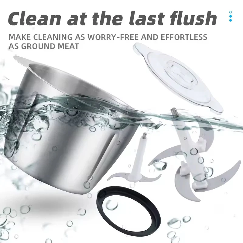 Stainless Steel Meat Blender Meat Mincer Grinder Electric Food Chopper For Meat Vegetables Fruits Nuts With 4 Sharp Blades, Meat Grinders With Bowl Heavy For Kitchen - Image 9