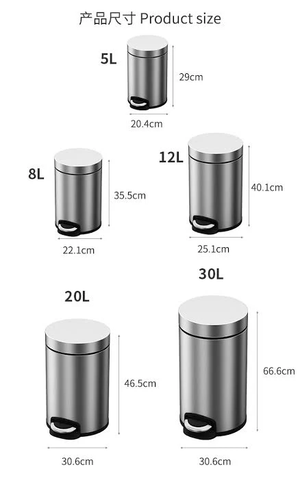 Stainless steel Pedal Dustbin with Plastic Inner Bucket - Image 4