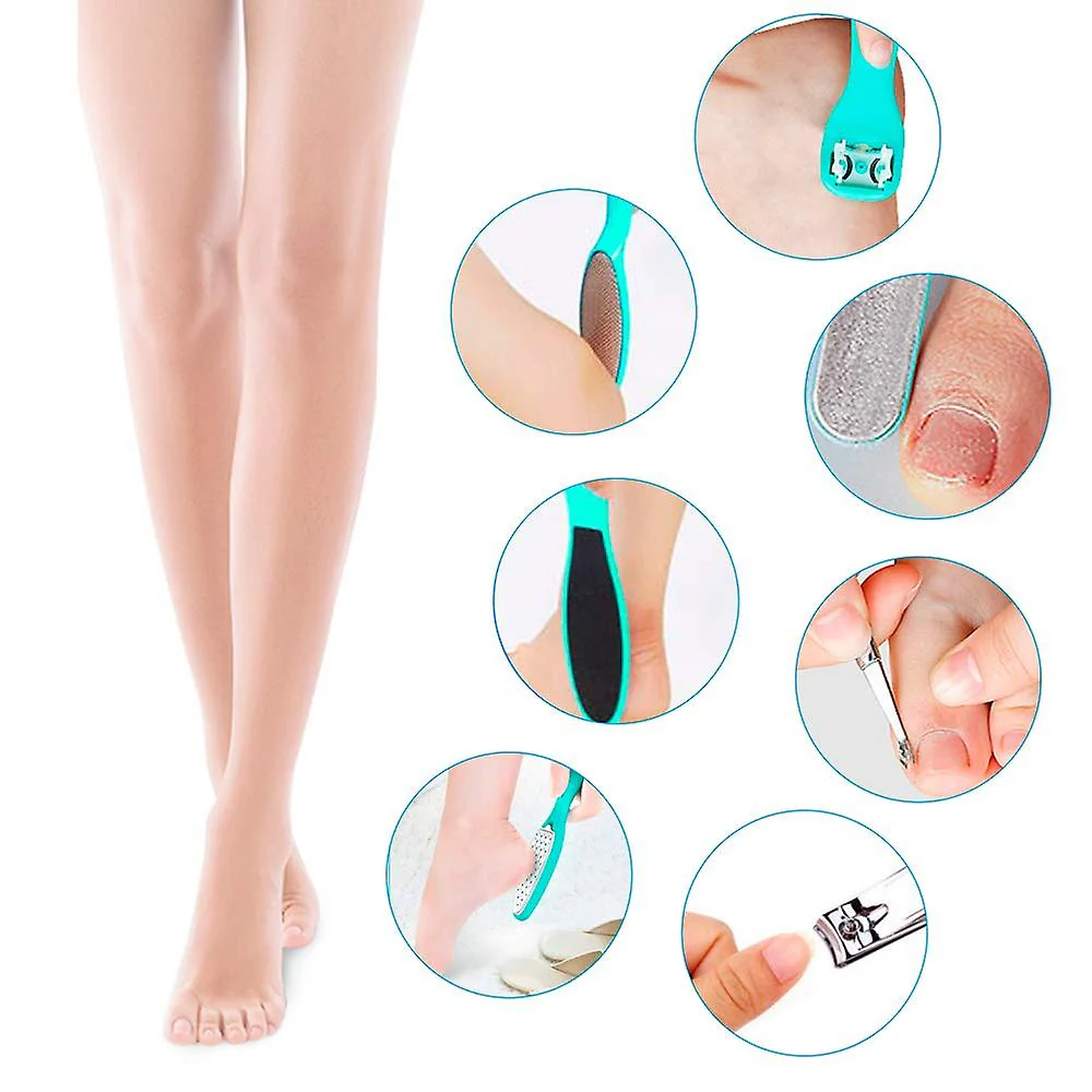 Stainless Steel Pedicure Kit Professional Exfoliation Calluses 7 Pcs Foot File Set For Women And Men At Home Or Travel Or Salon To Foot Care - Image 2