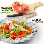 Stainless Steel, Steamer Basket/ Vegetable Steamer/ Food Basket/Bowl Cooker/Mesh Dish Folding 14CM - Image 3