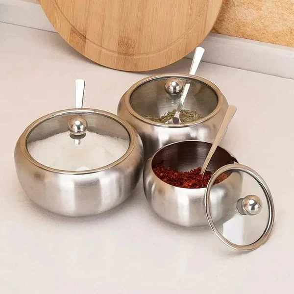 Stainless Steel Sugar Dish Set - Image 2