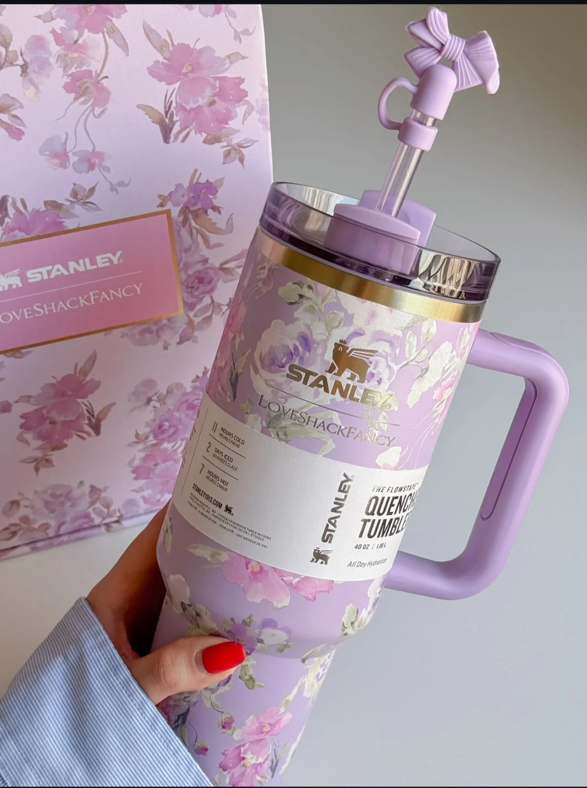 Stanley x LoveShackFancy Tumbler – 1.2L Floral Vacuum-Insulated Mug with Straw Lid - Image 3