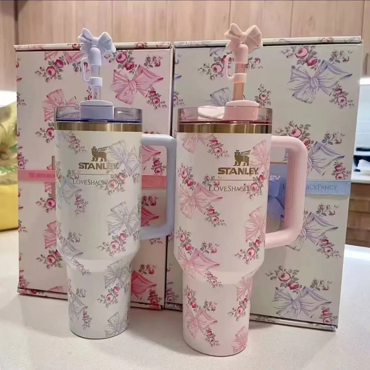 Stanley x LoveShackFancy Tumbler – 1.2L Floral Vacuum-Insulated Mug with Straw Lid - Image 9