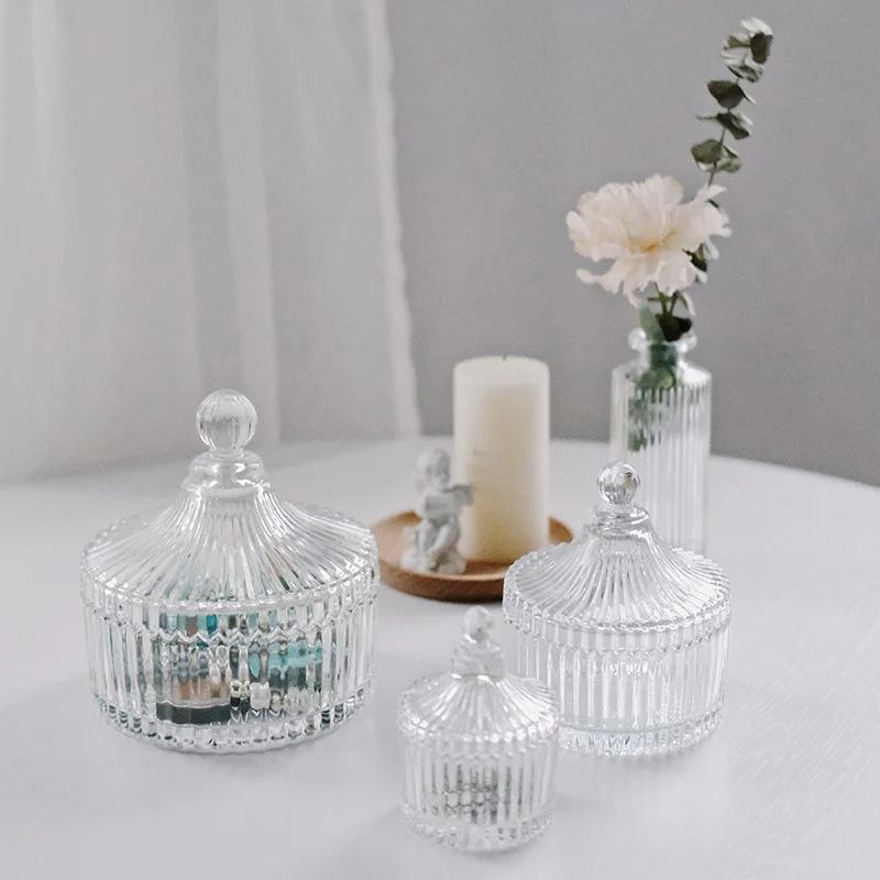 Dome Shape Glass Sugar Serving Bowl with Lid Candy Dish - Image 2