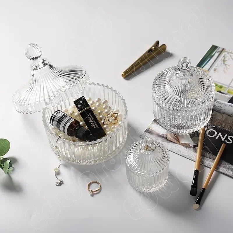 Dome Shape Glass Sugar Serving Bowl with Lid Candy Dish - Image 4