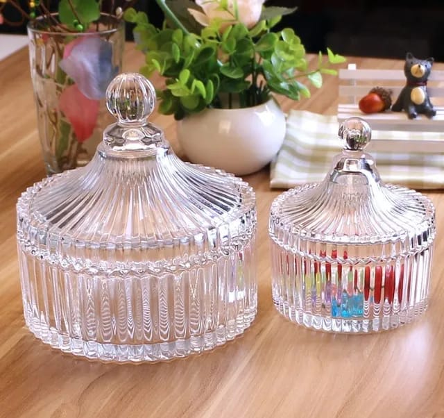 Dome Shape Glass Sugar Serving Bowl with Lid Candy Dish - Image 5