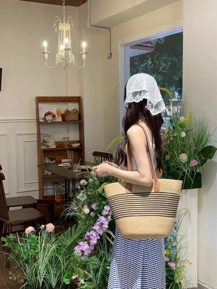 Summer Straw Woven Beach Bag and Hat - Image 2