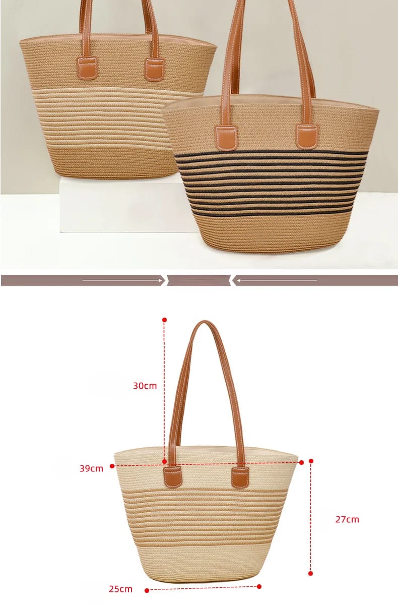 Summer Straw Woven Beach Bag and Hat - Image 3