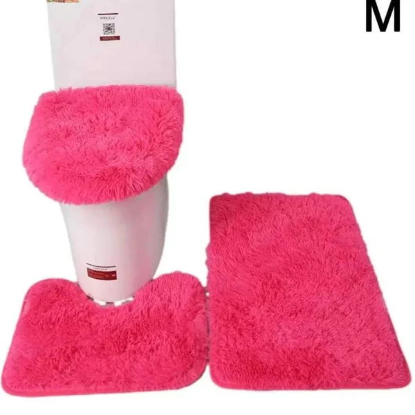 Super absorbent 3pcs fluffy toilet mat set - Image 2