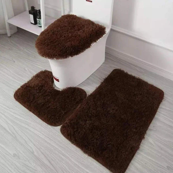 Super absorbent 3pcs fluffy toilet mat set - Image 3