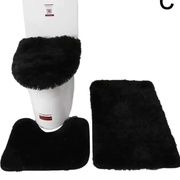 Super absorbent 3pcs fluffy toilet mat set - Image 4