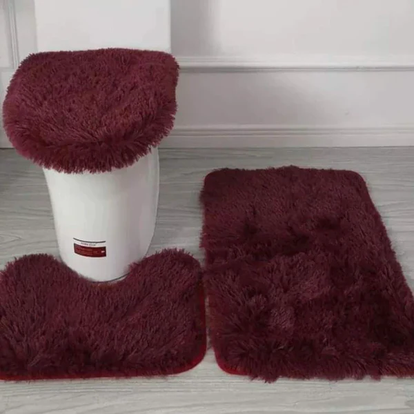 Super absorbent 3pcs fluffy toilet mat set - Image 6