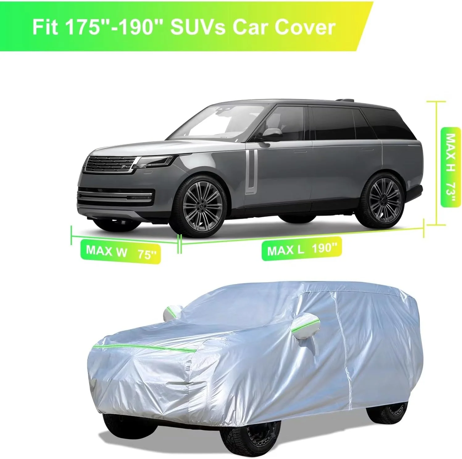 Premium SUV Car Cover (175–190 inches) – All-Weather Protection, Waterproof & Hail Resistant – Dupont Oxford Fabric with Door Zipper Sun, Dust & Rain Shield for Toyota, Subaru, Honda | Buy in Kenya - Image 2