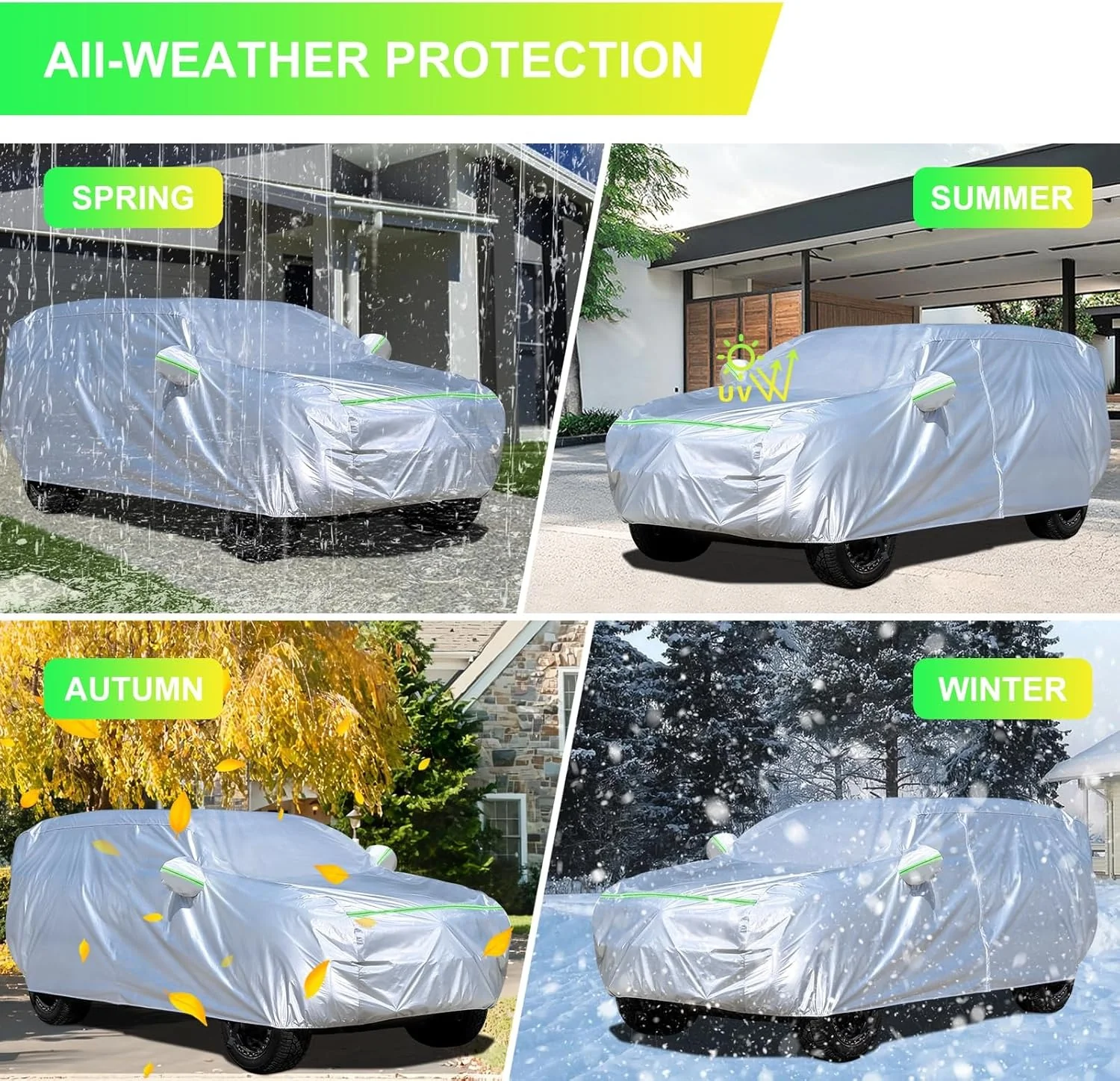 Premium SUV Car Cover (175–190 inches) – All-Weather Protection, Waterproof & Hail Resistant – Dupont Oxford Fabric with Door Zipper Sun, Dust & Rain Shield for Toyota, Subaru, Honda | Buy in Kenya - Image 4