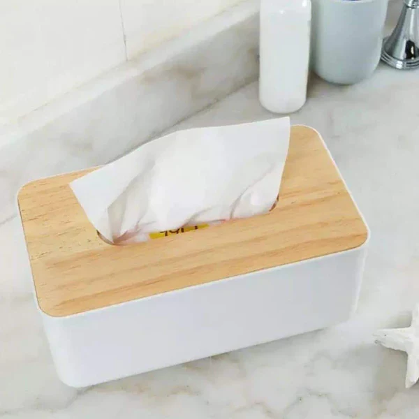 Table serviette plastic holder with bamboo cover - Image 3