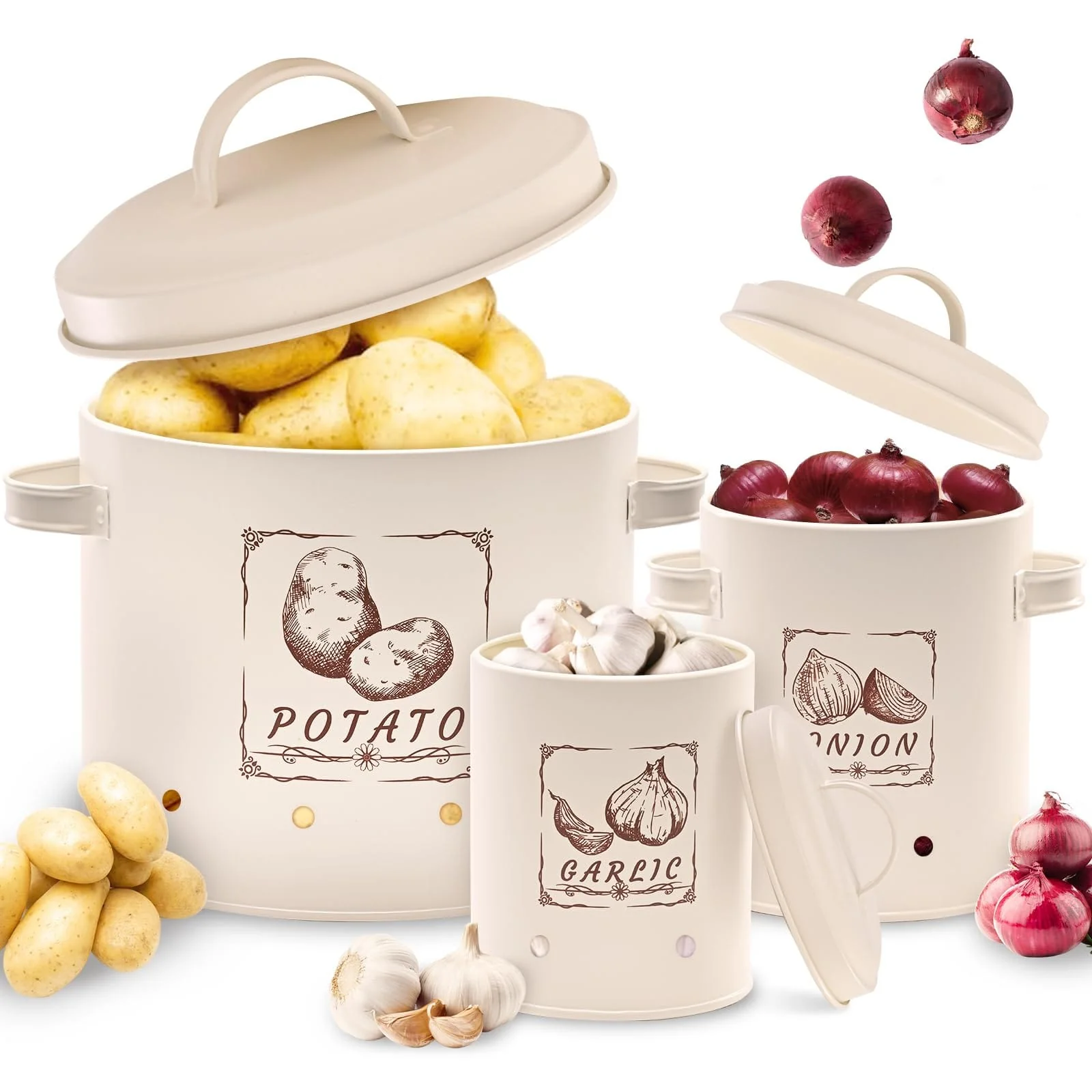 TDT-01 3pc Potato, onion, garlic 3in1 perforated storage bins - Image 5