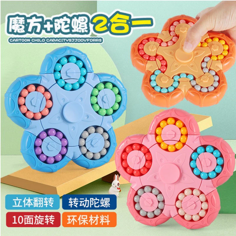 Ten Side Rotating pentagon Gyro Magic Spinning Beans Finger Cube - Image 2
