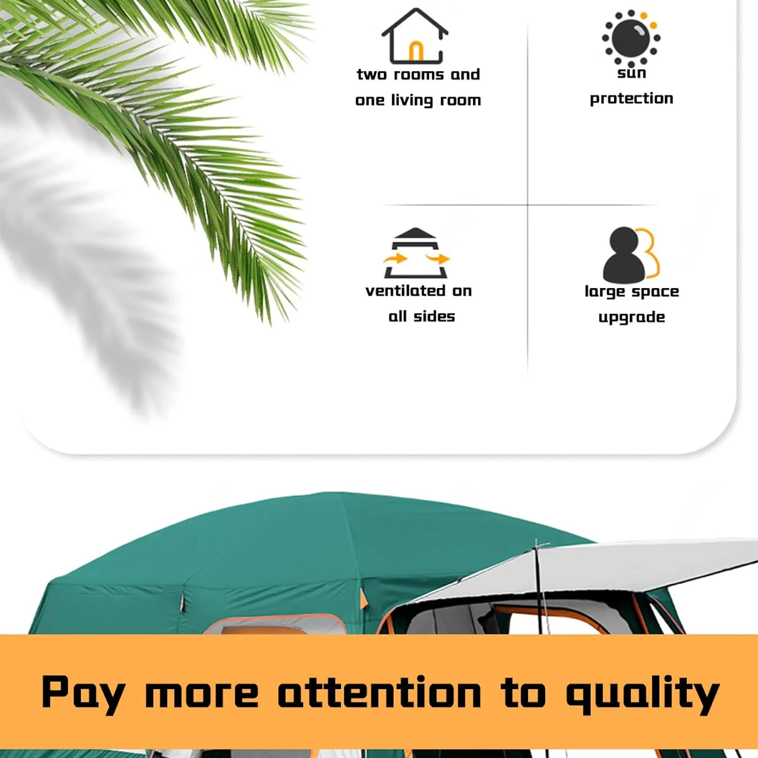 Tent for Camping 5 to 12 Persons Waterproof Camping Family Tent with 2 Rooms - Image 4