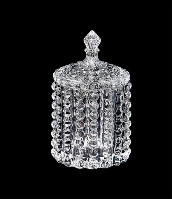 This elegant, eye catching, crisp white  glass sugar dish, vessel gives old school candy jar vibes - Image 3