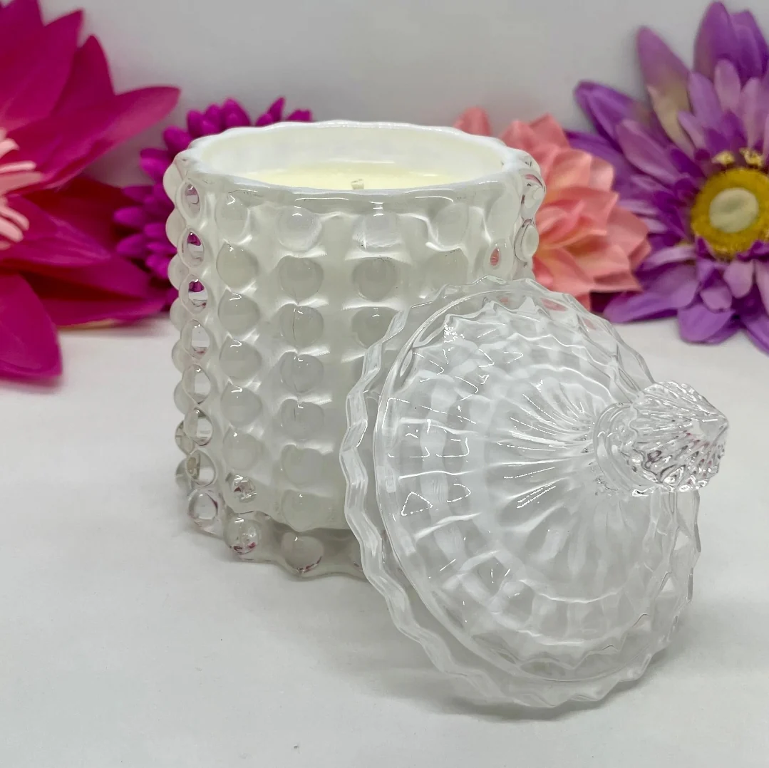 This elegant, eye catching, crisp white  glass sugar dish, vessel gives old school candy jar vibes - Image 4