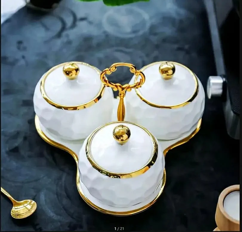 Three-piece Suit Sugar TRIANGLE SHAPE condiments set - Image 2