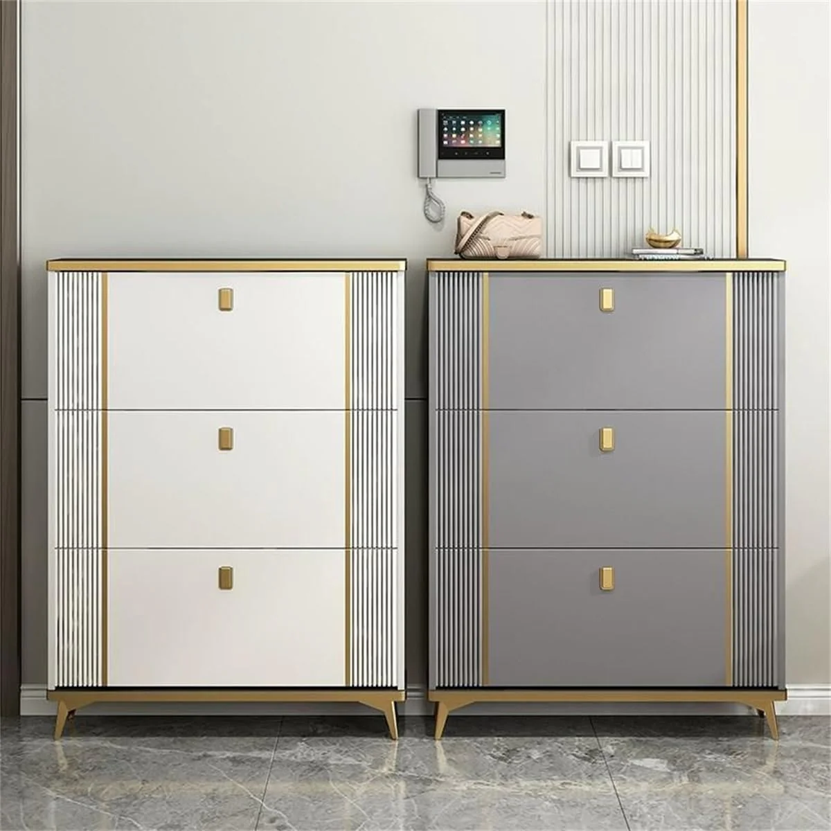 Tipping Shoe Cabinet, Shoe Rack Storage Cabinet For Entryway, With 3 Flip Drawers, Free Standing Shoe Rack - Image 5