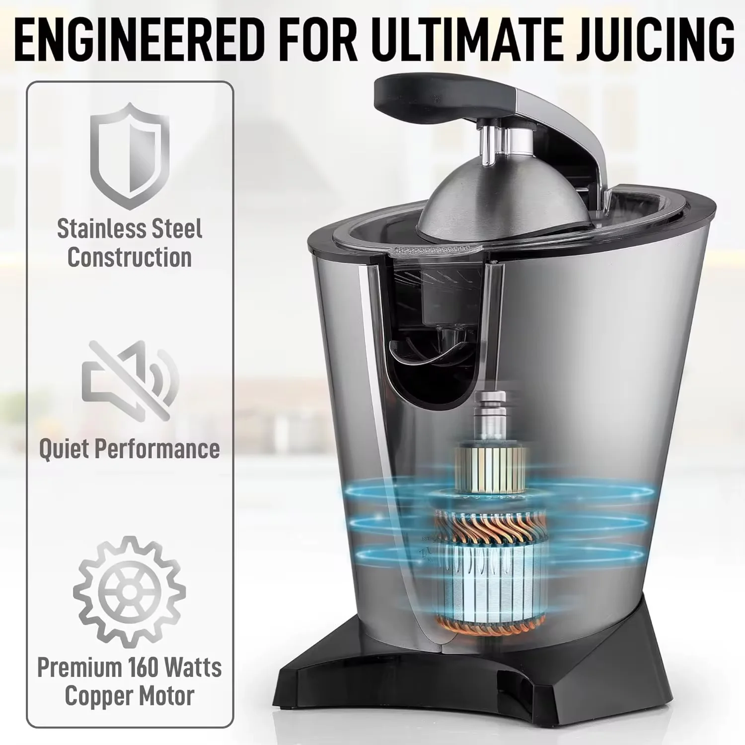 TLAC Citrus Juicer with Powerful Motor – Manual Lemon & Orange Squeezer with Soft Grip Handle – Easy-Clean Juice Press for Home, Café, Hotel | Buy in Keny - Image 2