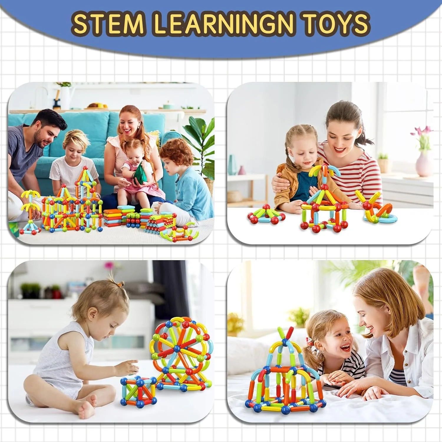 Toddler Magnetic Blocks Building Toys, Kids Montessori Toys for 3 4 5+ Year Old Girls Boys, Educational Magnetic Sticks and Balls Learning Stem Preschool Toys, Construction Sensory Toys Birthday Gifts - Image 2