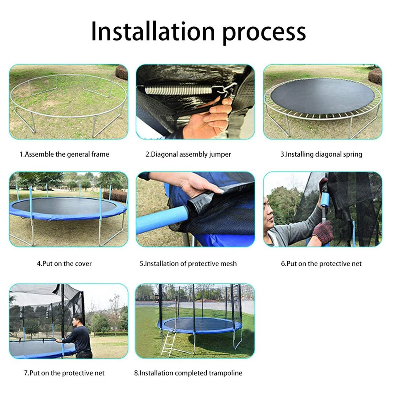 Trampoline Kids Bouncing Castle with Safety Enclosure with Netting and Ladder Edge Cover Jumping Mat - Image 3