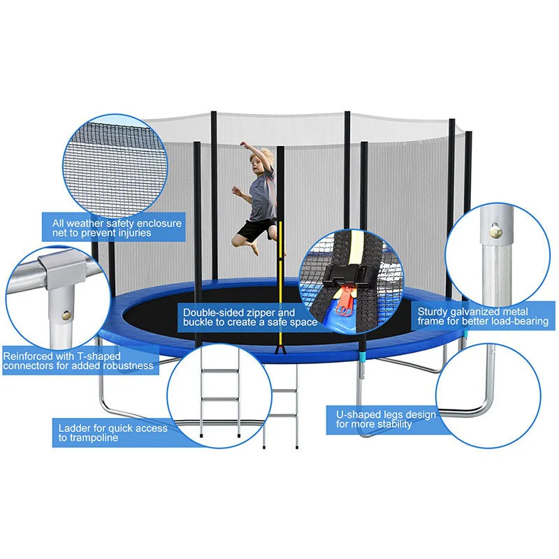 Trampoline Kids Bouncing Castle with Safety Enclosure with Netting and Ladder Edge Cover Jumping Mat - Image 5