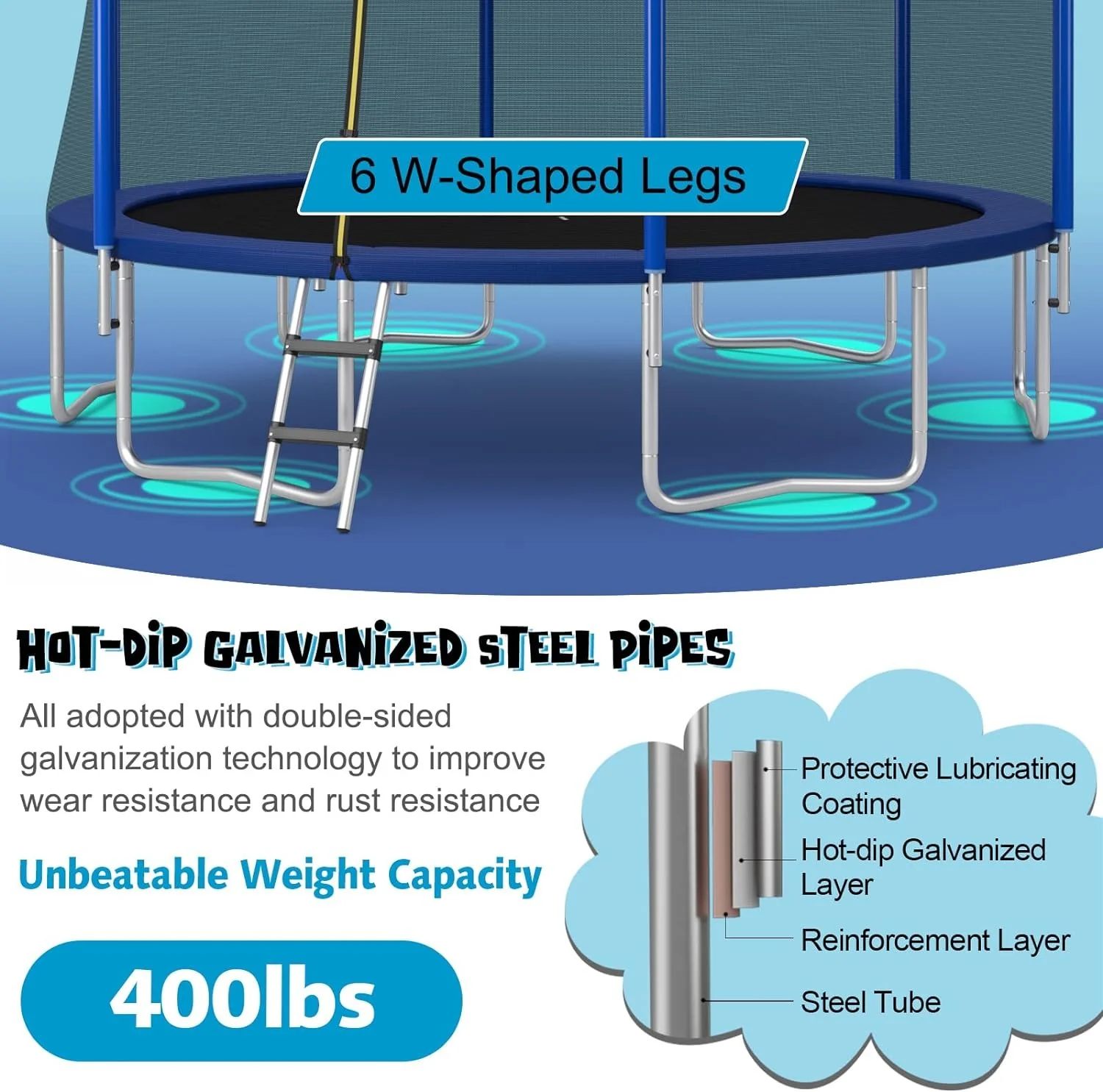 10 Feet Trampoline with Enclosure Net and Safety Pad for Kids and Adults Outdoor Jumping Mat - Image 6
