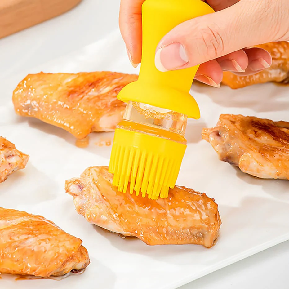 Transparent Glass Multifunctional Oil Dispenser with BBQ Brush Oil Dropper Bottle with Silicone Brush  Kitchen Tool - Image 3