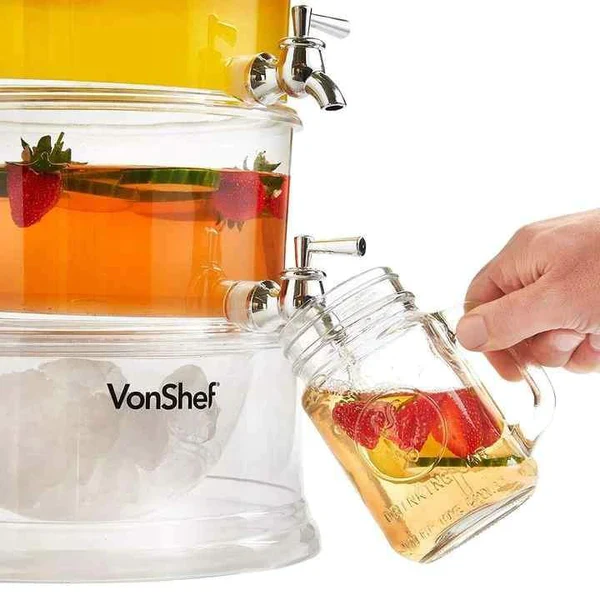 3-Tier Transparent Beverage Dispenser Large Capacity Juice & Drink Server for Parties, Homes & Events - Image 2