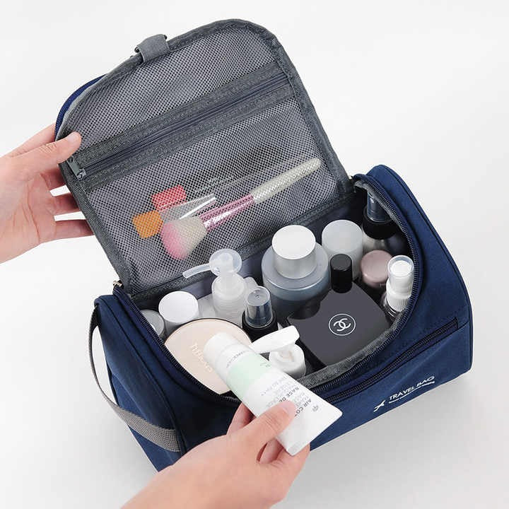Travel Toiletry Bag for Hanging Men and Women Cosmetic Bag with Mesh and Zip Compartment Large Wash Bag Waterproof Men Women for Suitcase Hand Luggage - Image 3