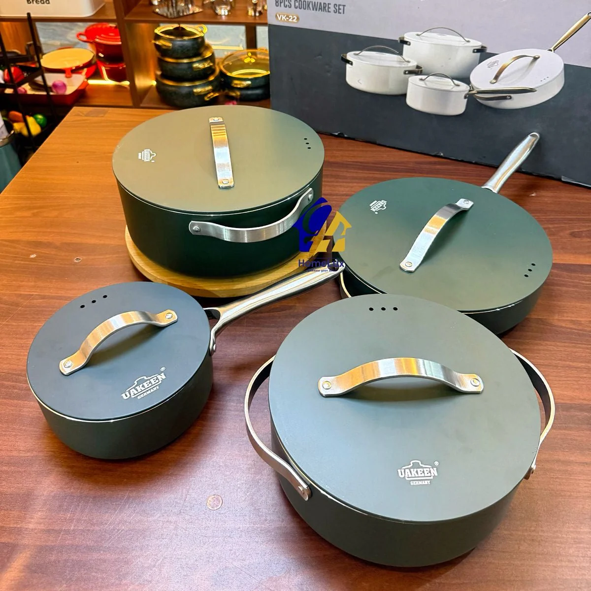 UAKEEN 8-Piece Ceramic Cookware Set  PFOA Free, Induction Compatible - Image 2