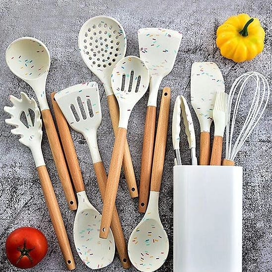 Unique white marble silicone spoon set - Image 4